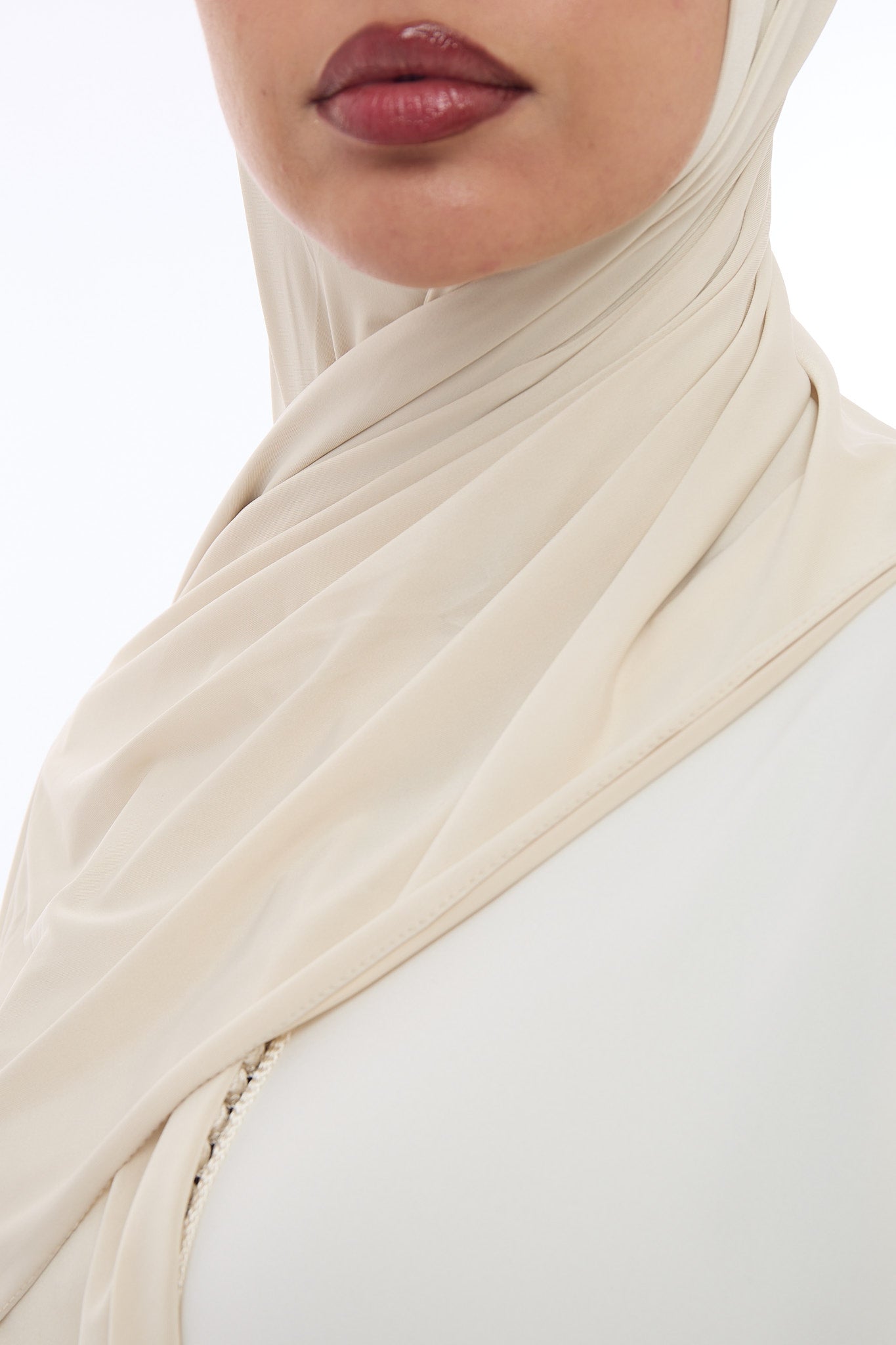 Liquid Jersey Hijab Min - Warm Beige