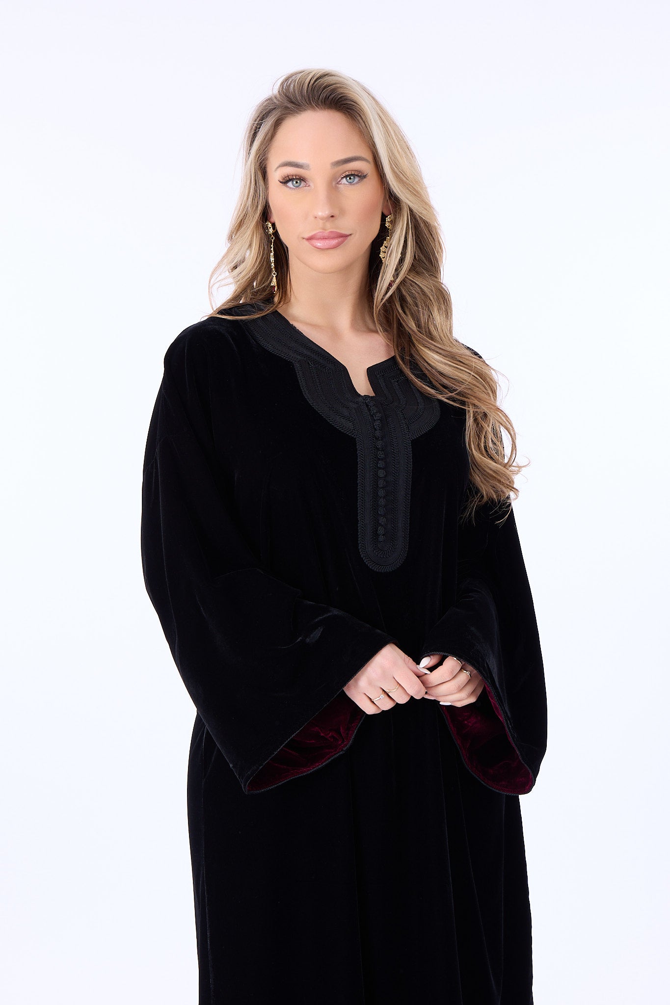 Caftan Hala Black-Bordeaux