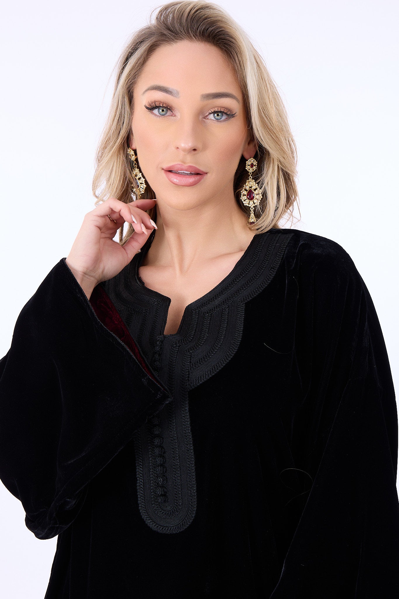 Caftan Hala Black-Bordeaux