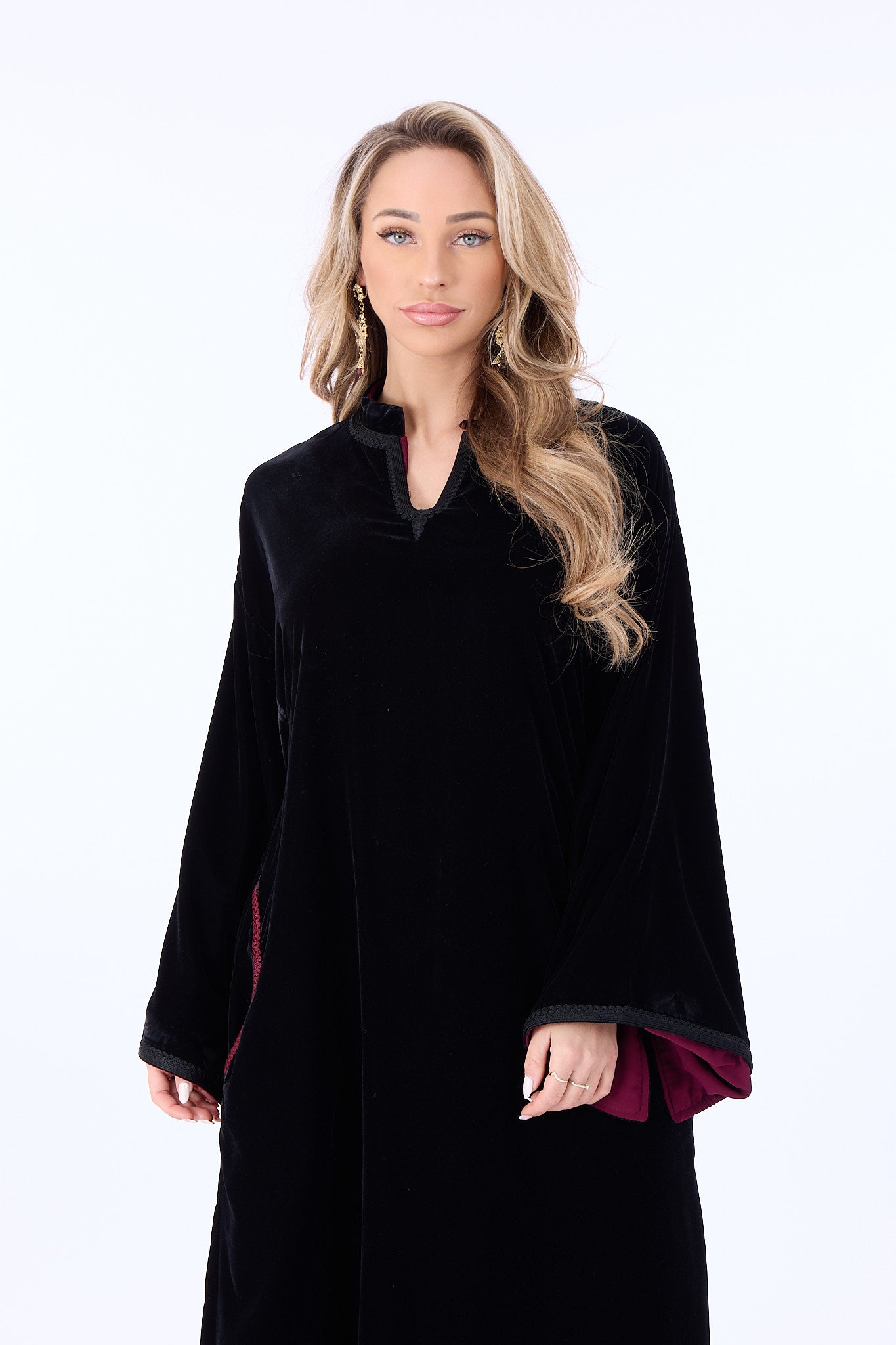 Caftan Mayar Black-Bordeaux
