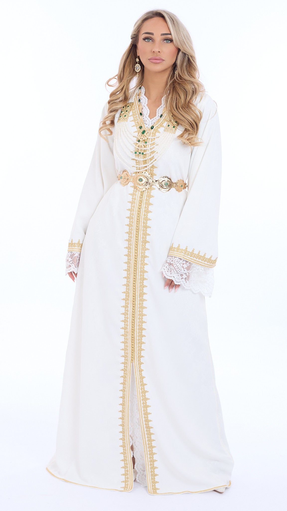 Caftan Amira White/Gold