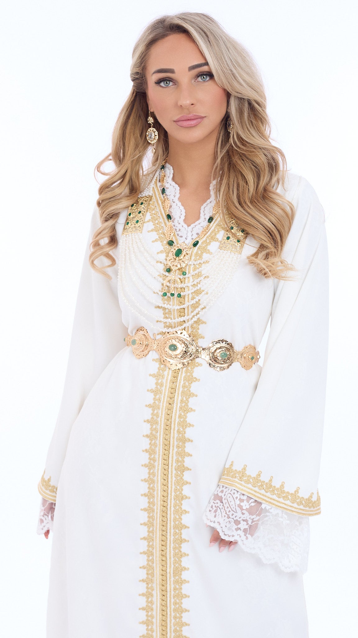 Caftan Amira White/Gold