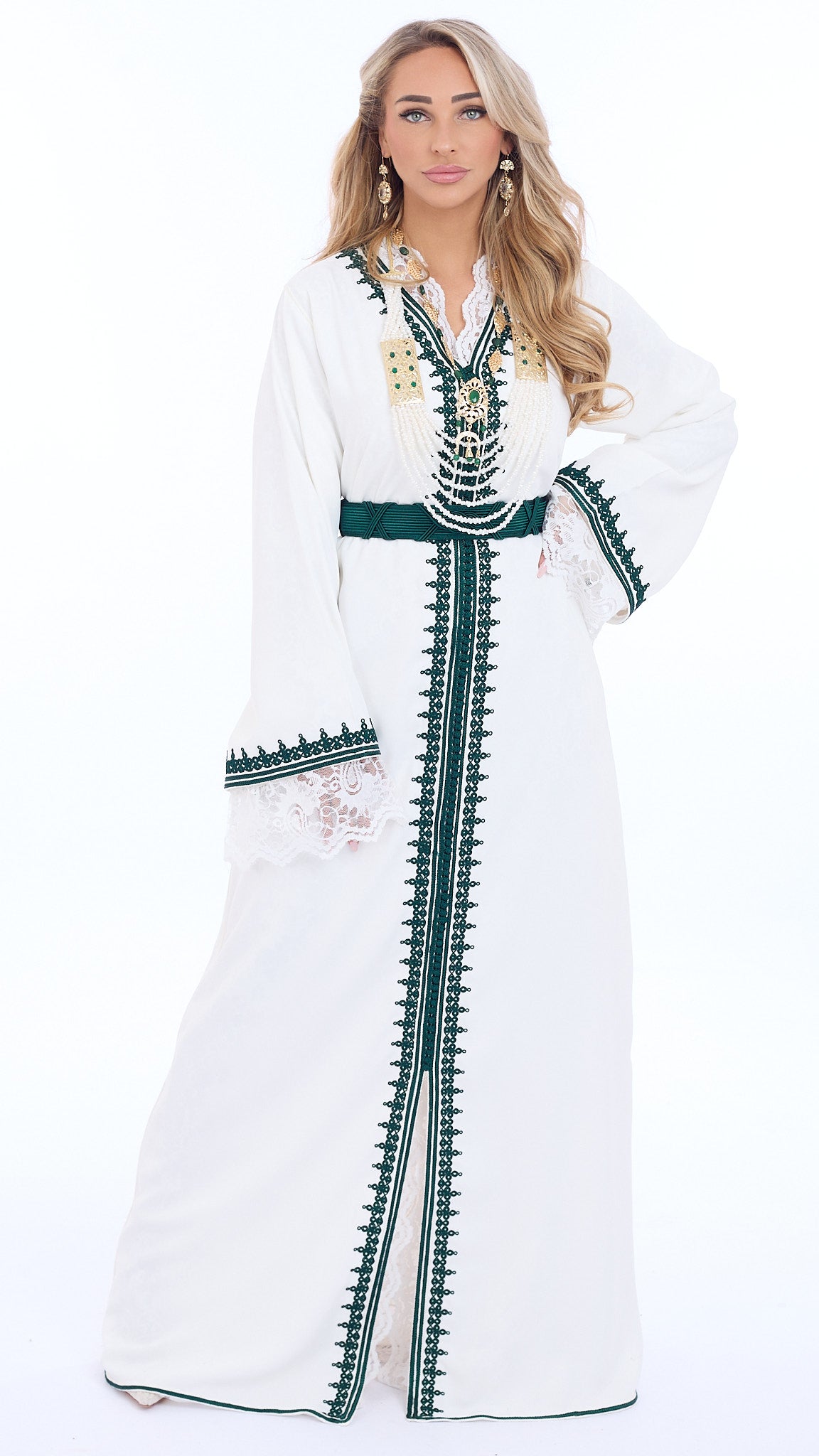 Caftan Amira White/Green