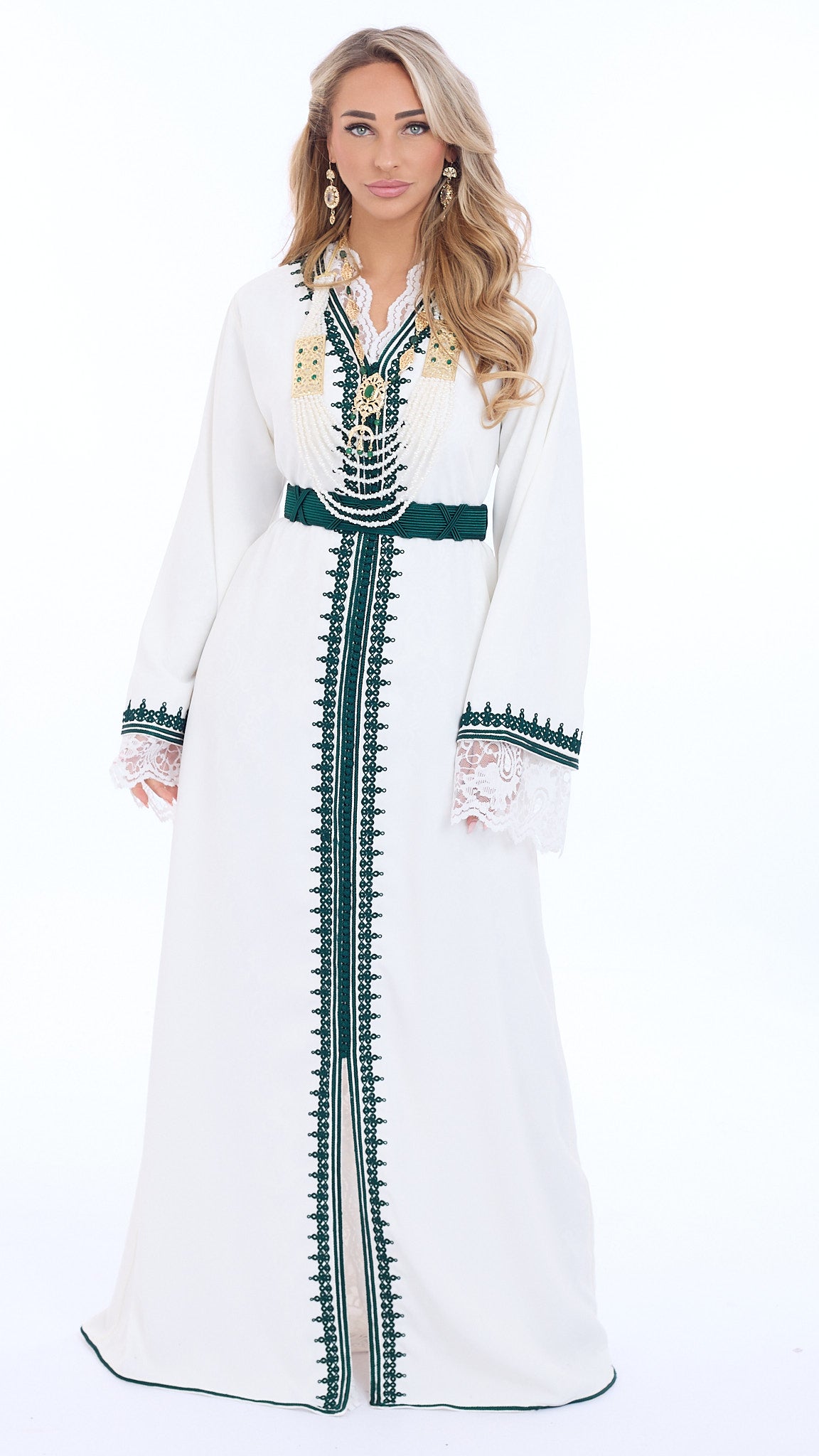 Caftan Amira White/Green