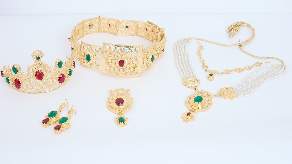 Bridal Accessories Gold/Bordeaux Green