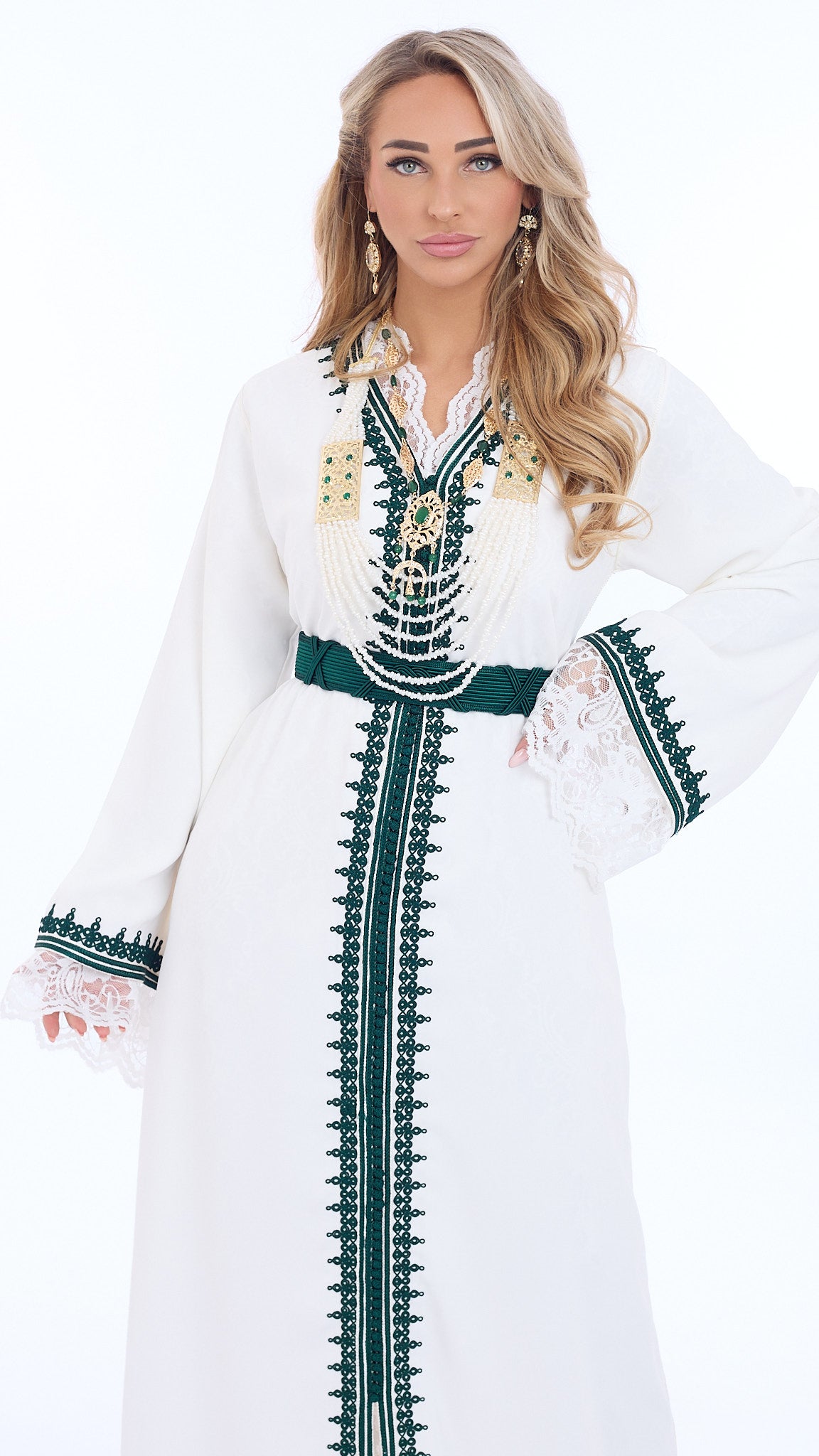 Caftan Amira White/Green