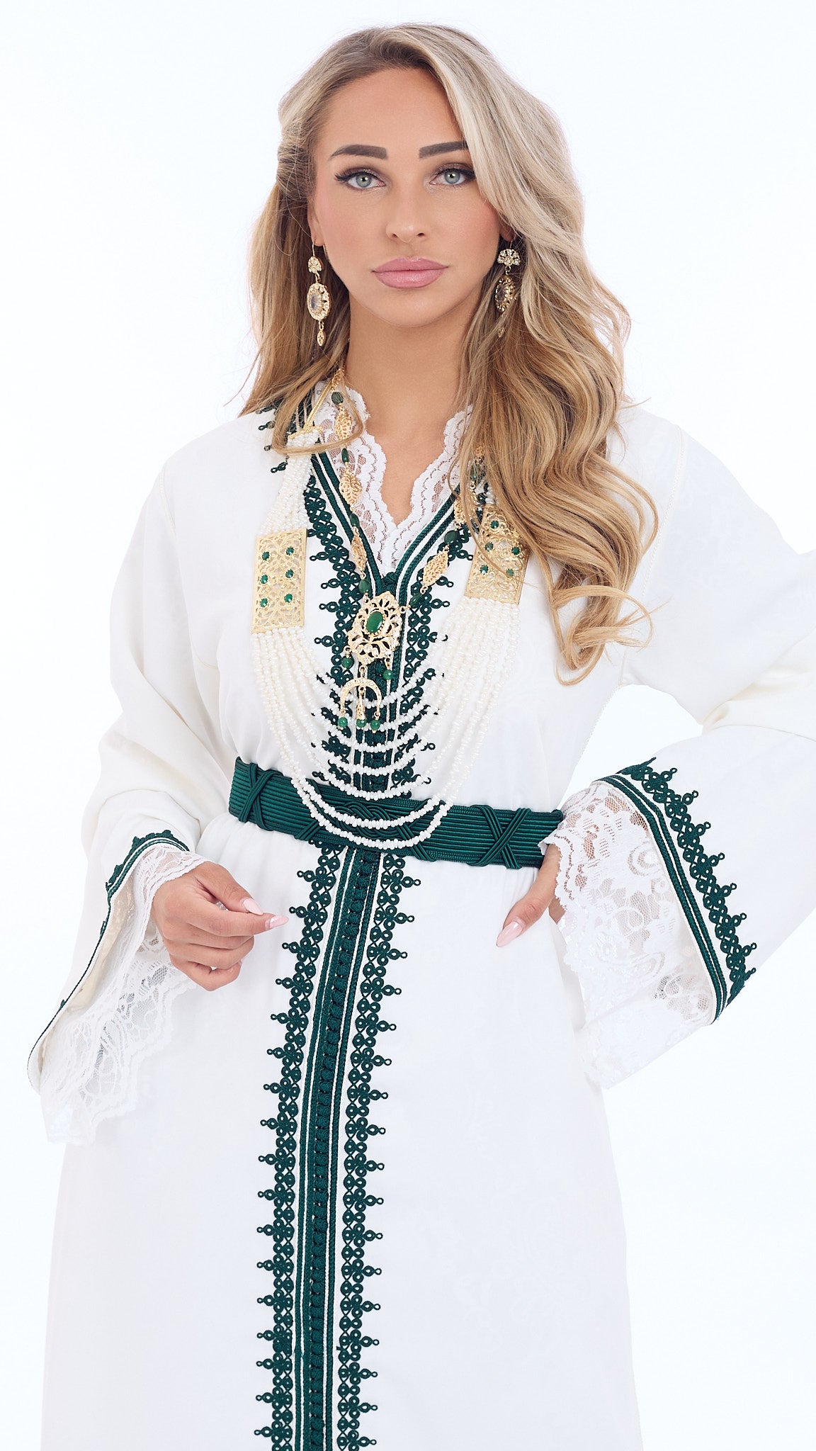 Caftan Amira White/Green