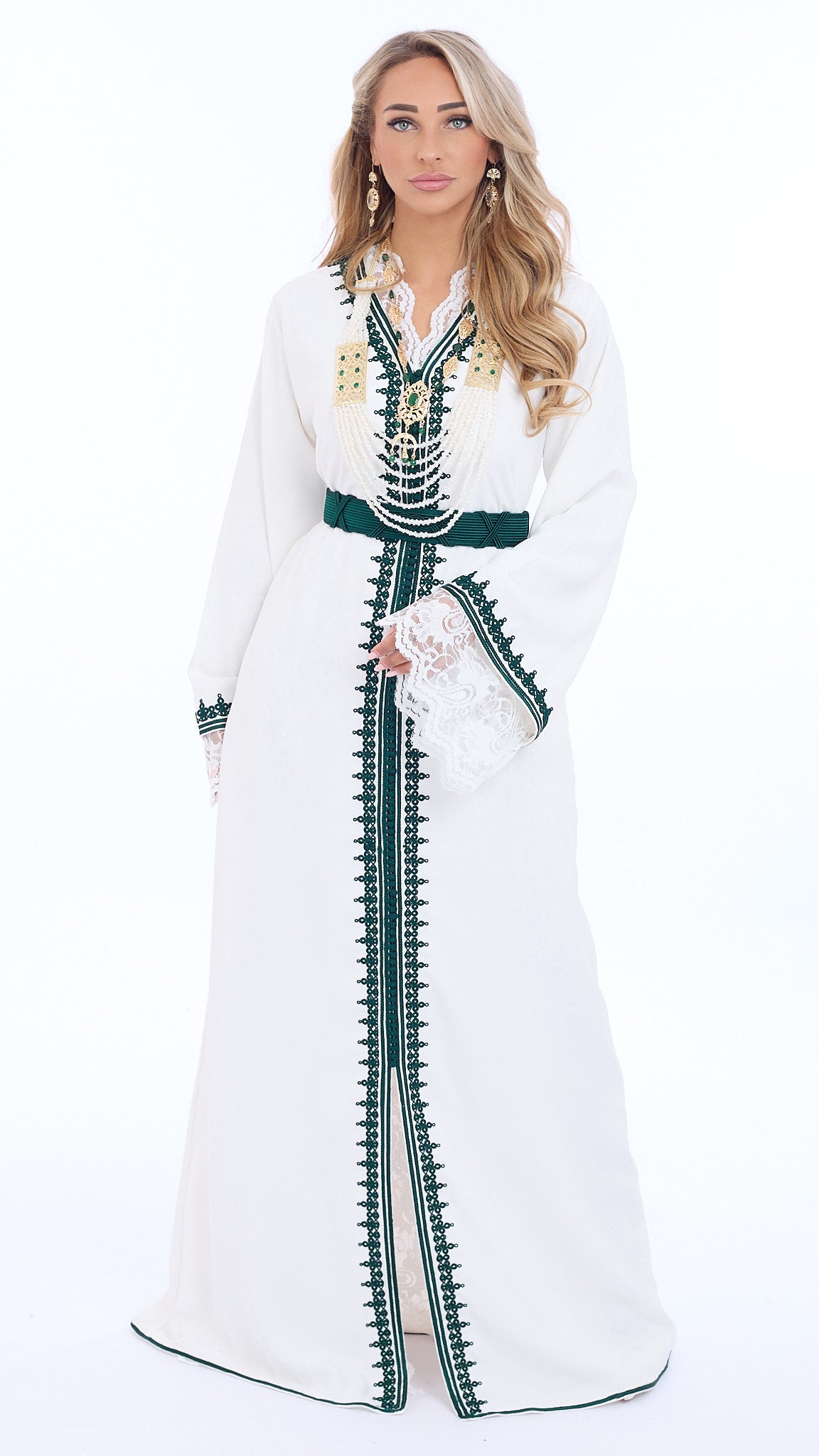 Caftan Amira White/Green