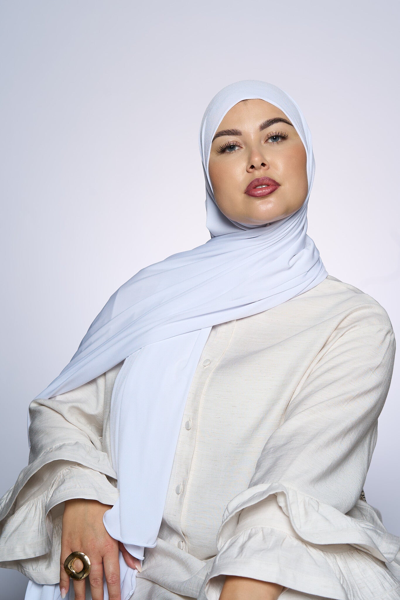 Premium Jersey Hijab Fin -  White