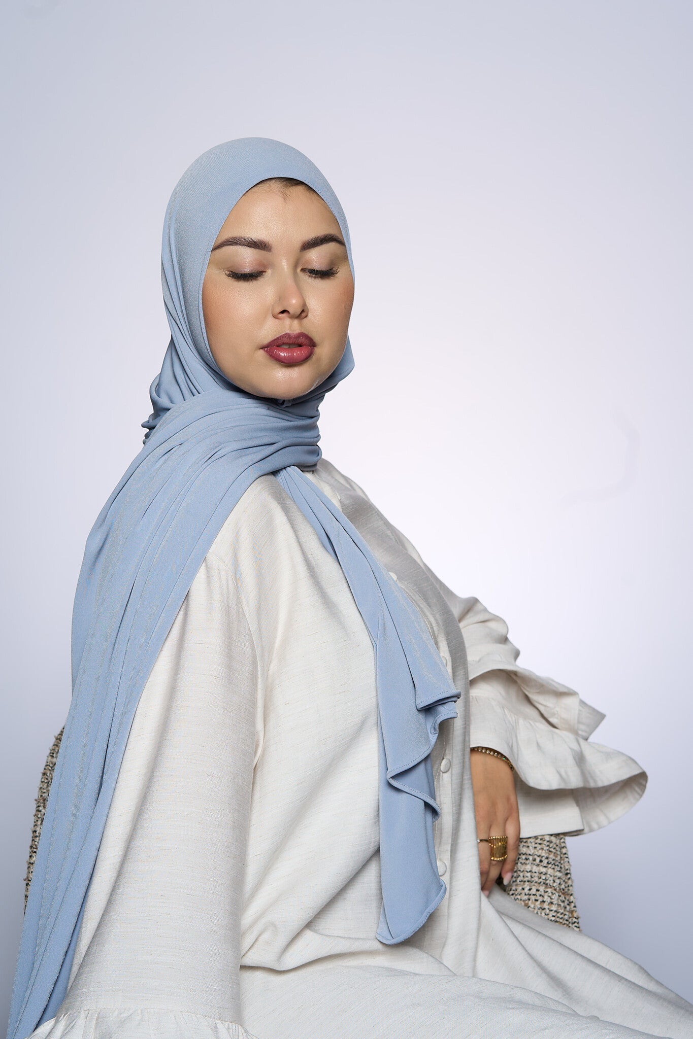 Premium Jersey Hijab Fin -   Silver Gray