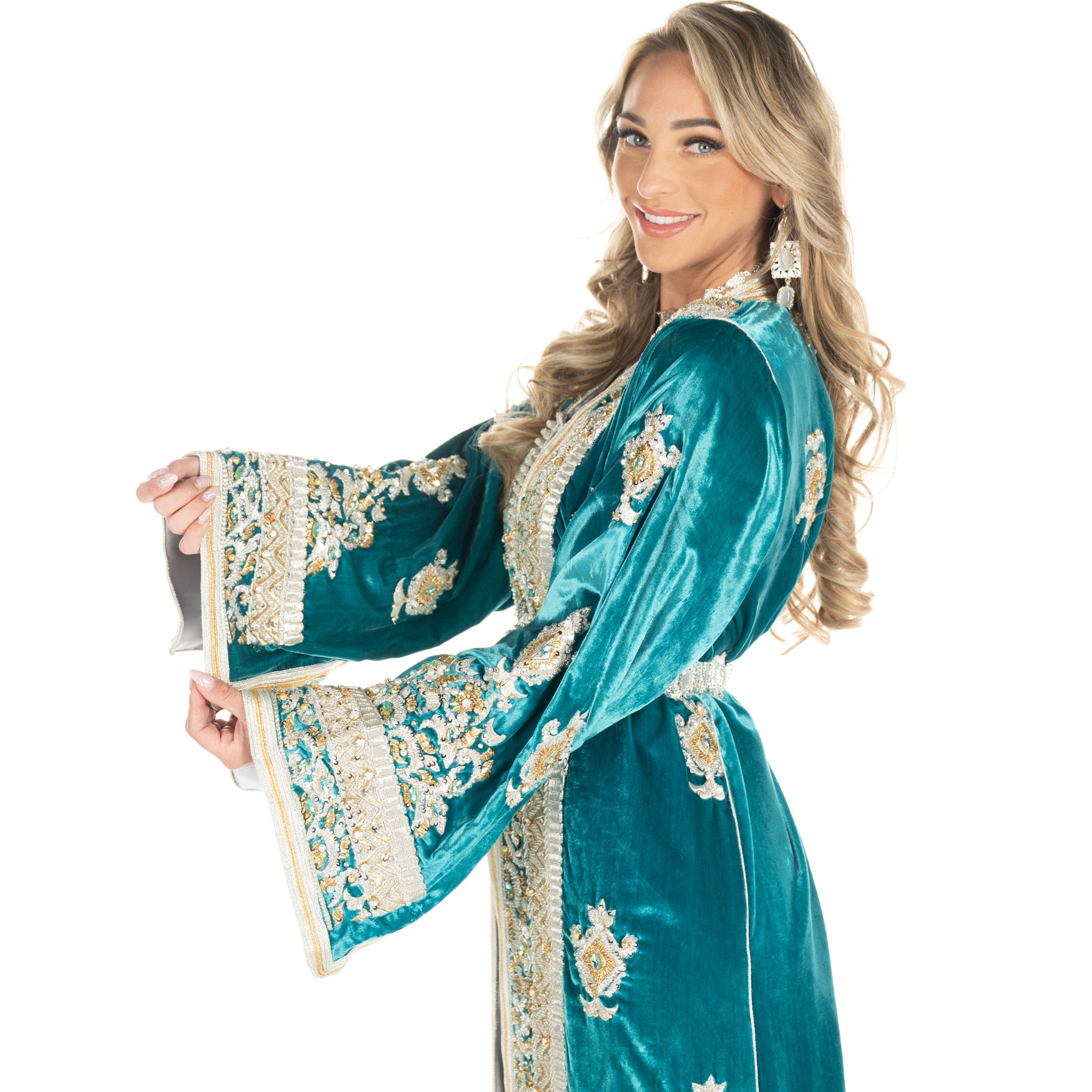 Exclusieve Caftan Aleena Blue Petrol