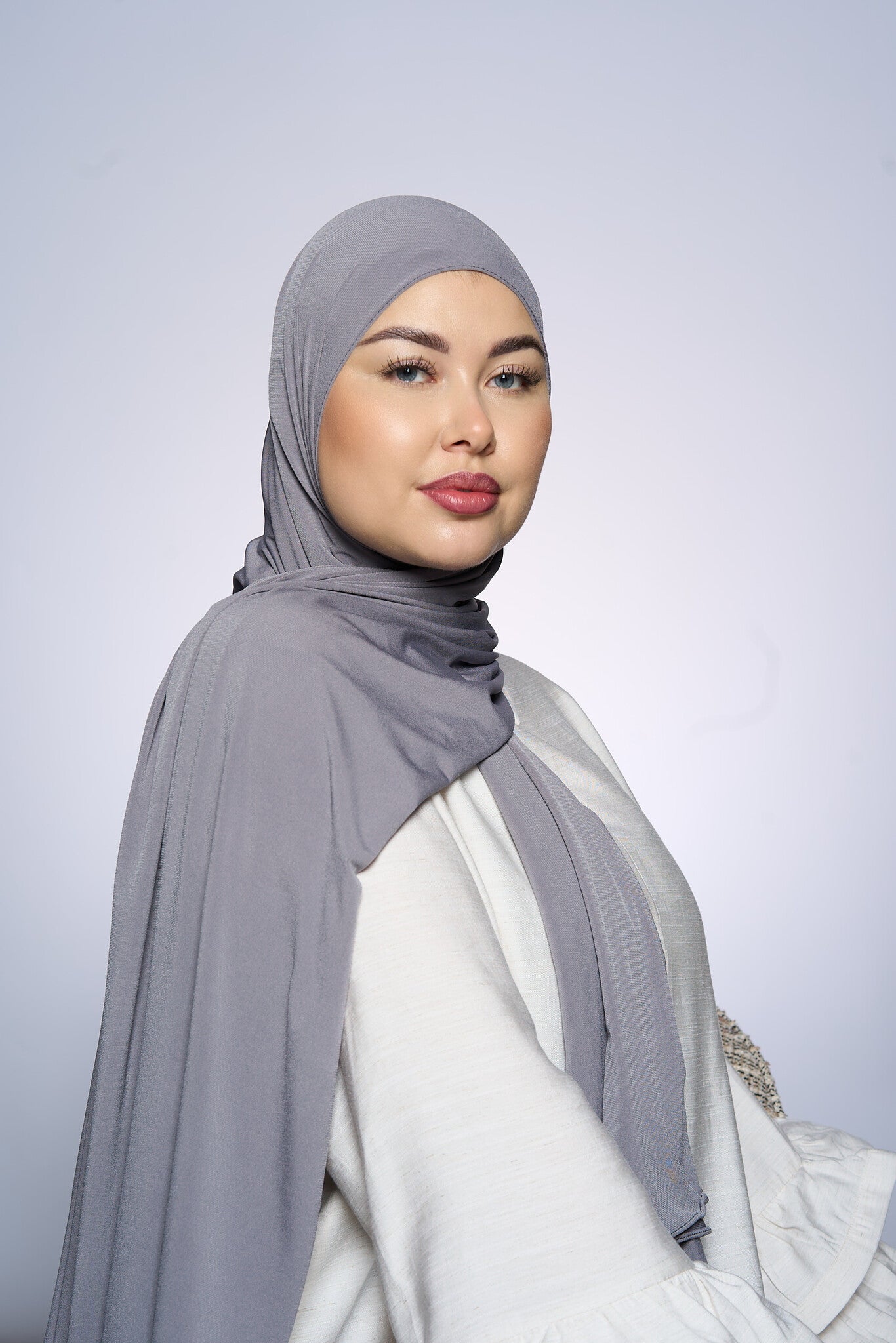 Premium Jersey Hijab Fin -  Dark Gray