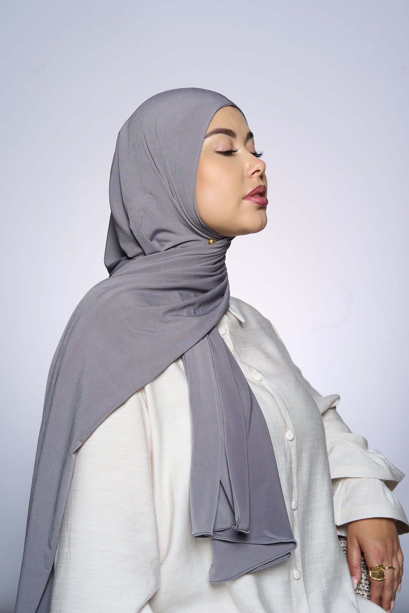 Premium Jersey Hijab Fin -  Light Gray
