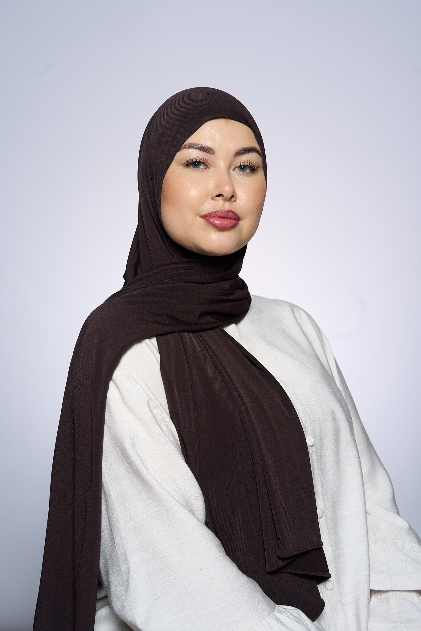 Premium Jersey Hijab Fin -   Coffee Brown