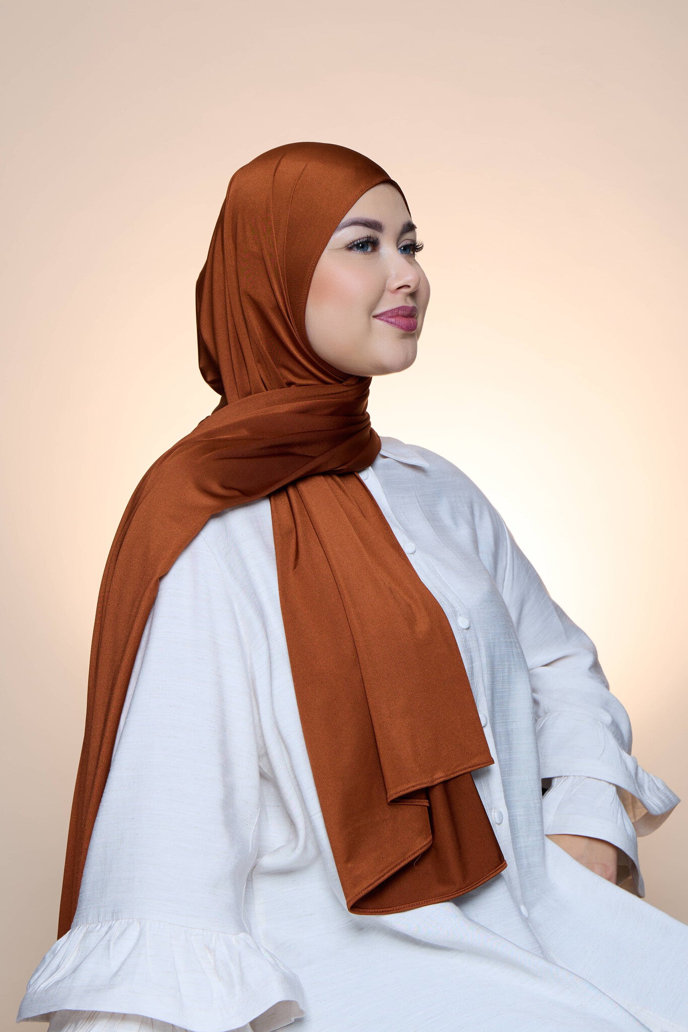 Hijab Premium Satin  Mae  Burnt Orange