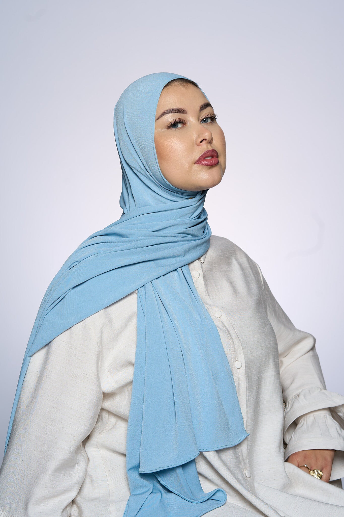 Premium Jersey Hijab Fin -   Sea Gray