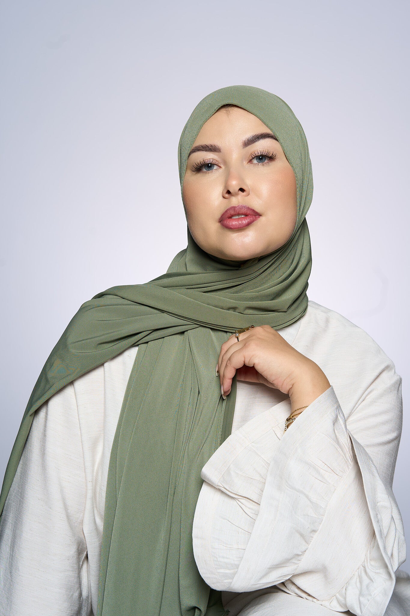 Premium Jersey Hijab Fin -   Khaki