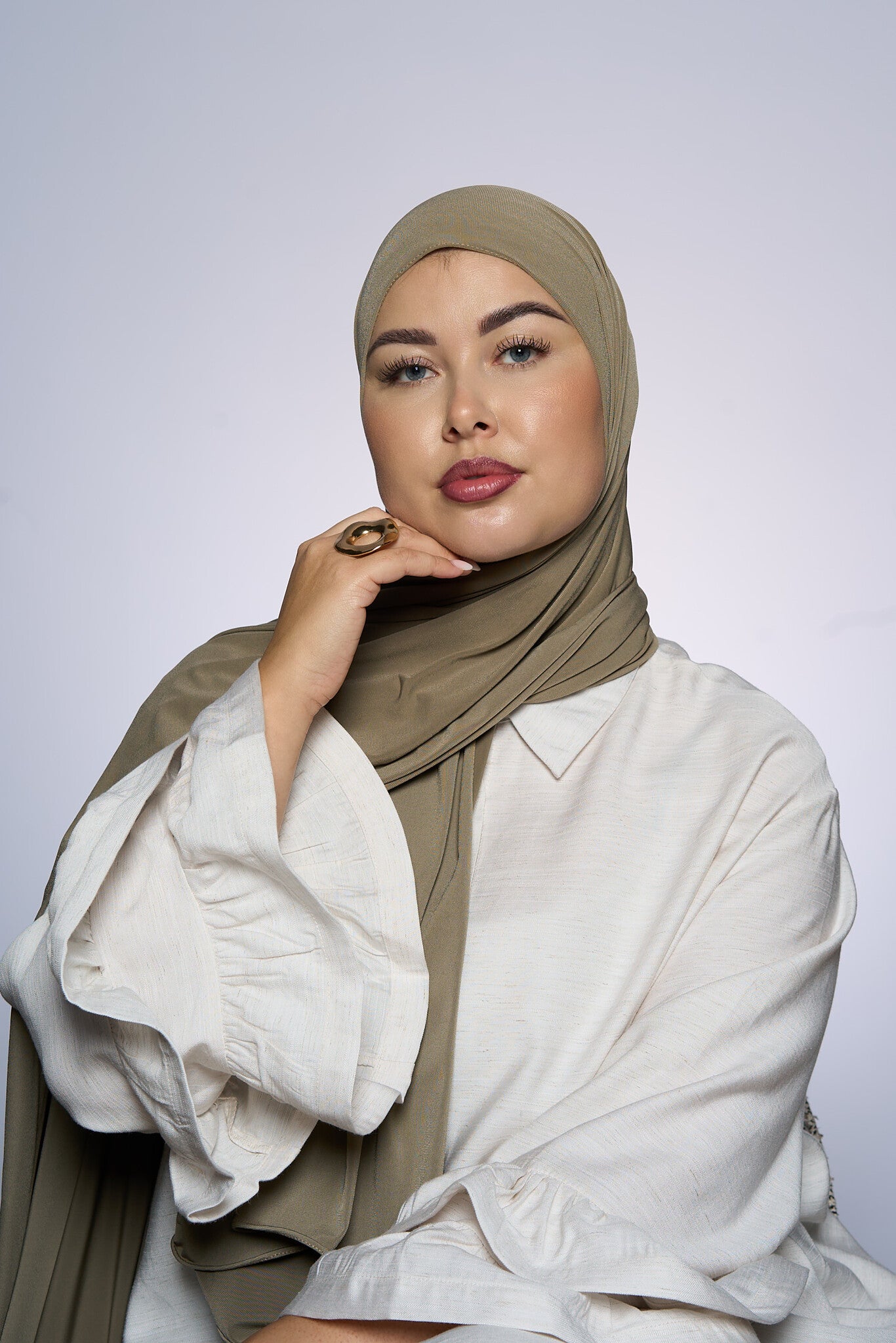 Premium Jersey Hijab Fin -  Oyster Green