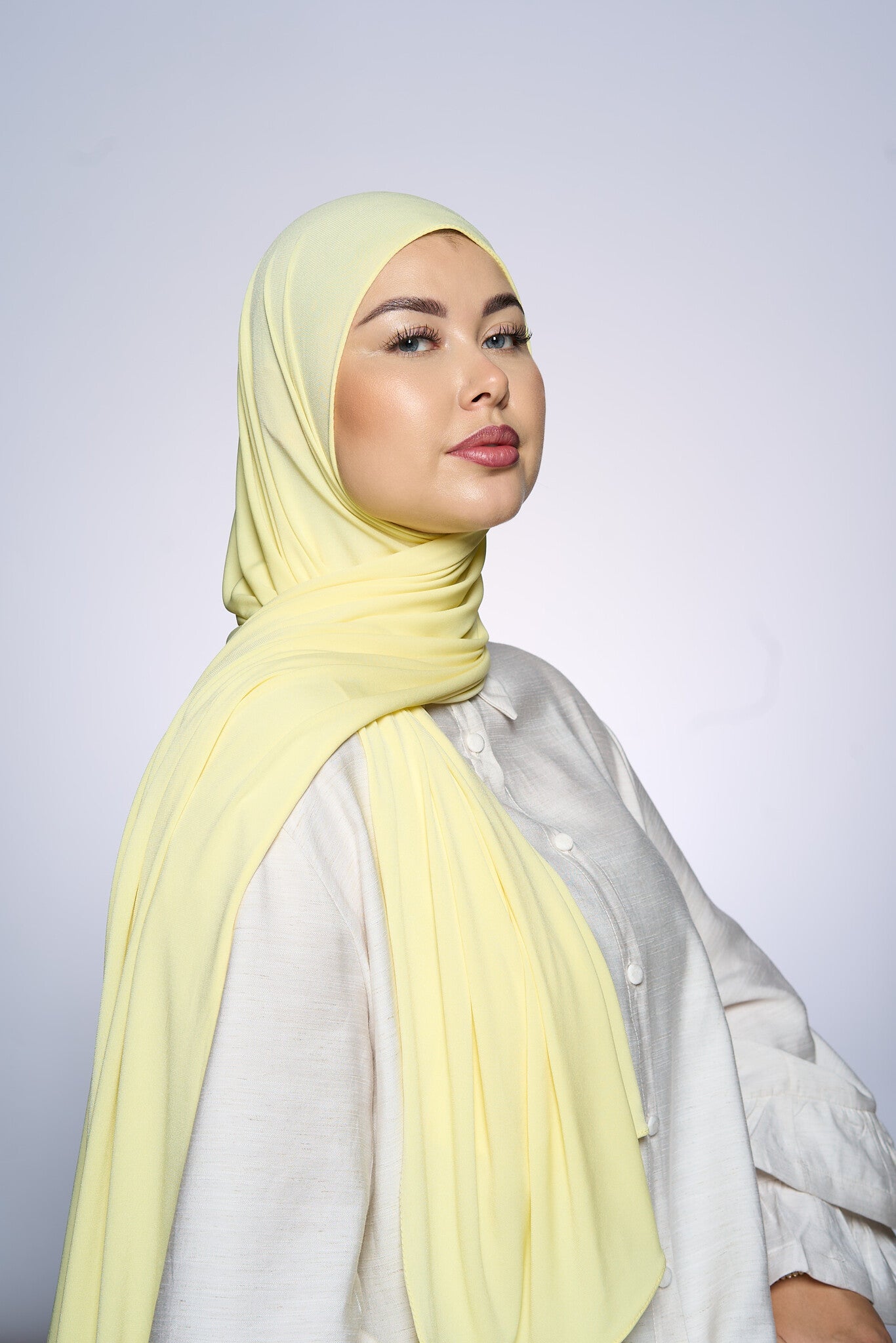 Premium Jersey Hijab Fin - Butter Yellow