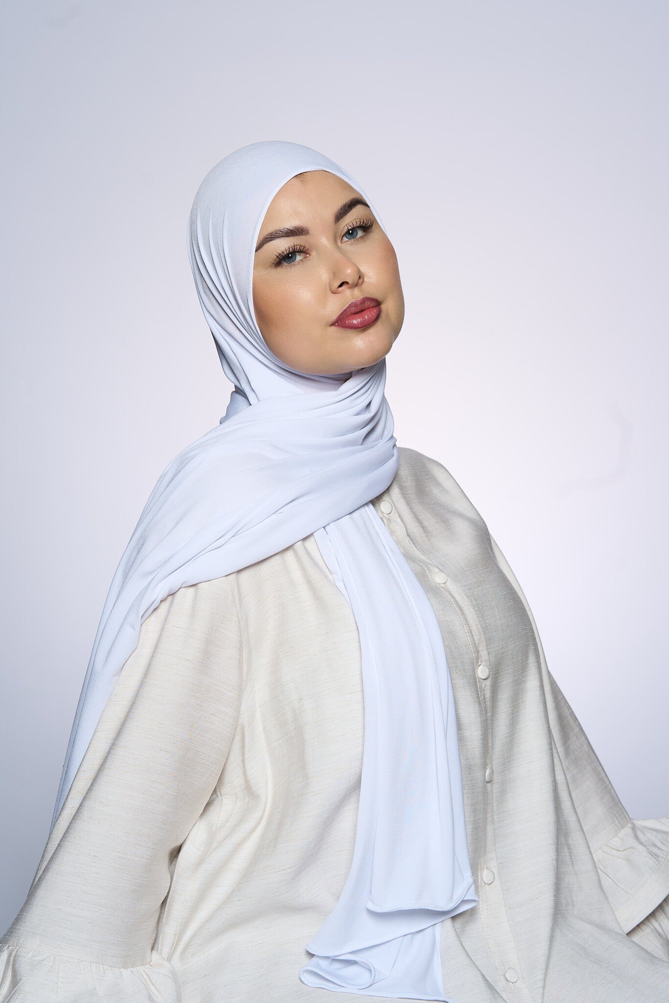 Premium Jersey Hijab Fin -  White
