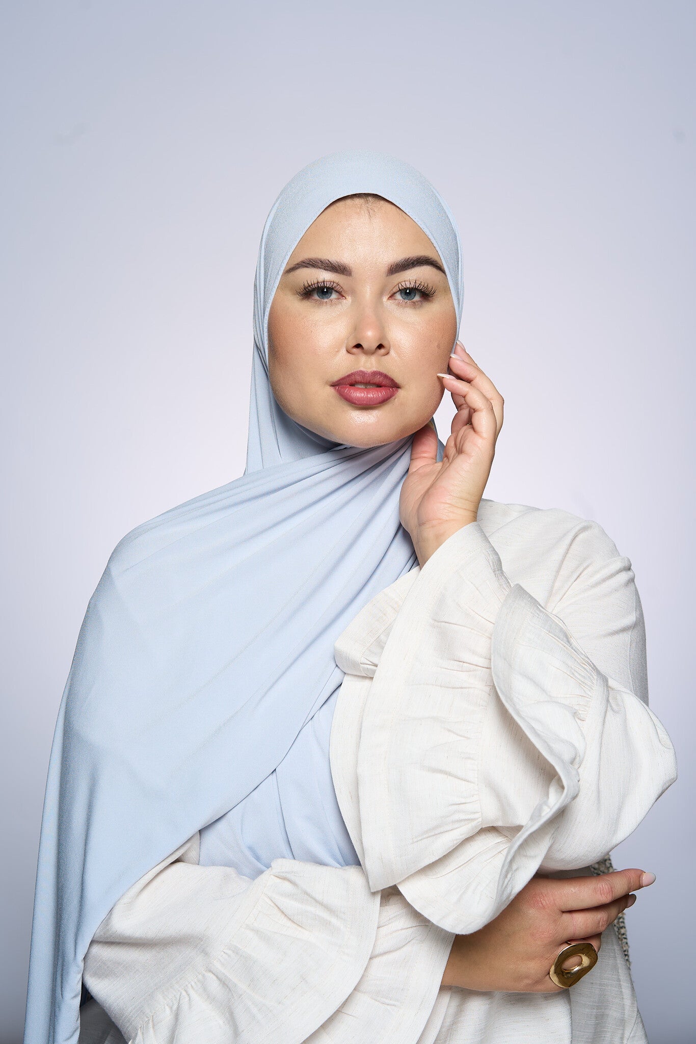 Premium Jersey Hijab Fin -   Light Silver