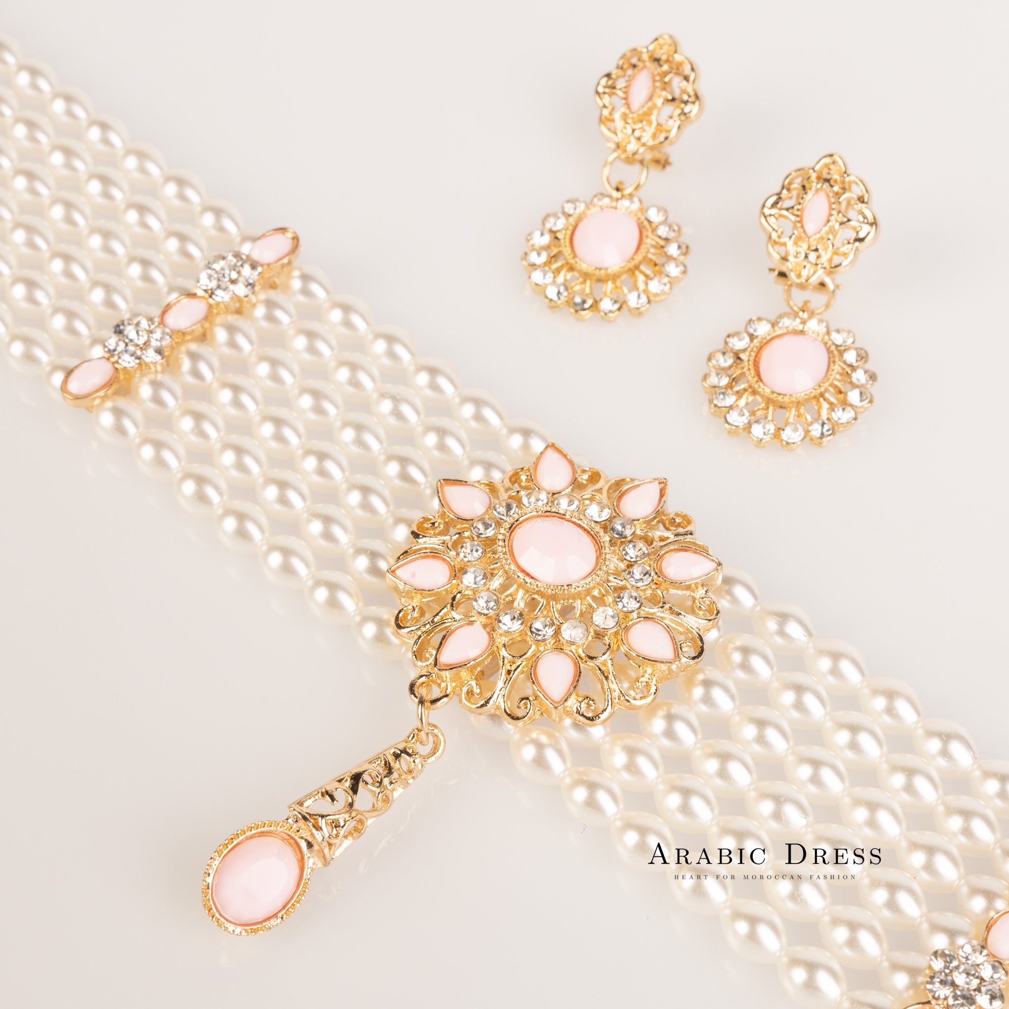 Sisi pearl  pink necklace set