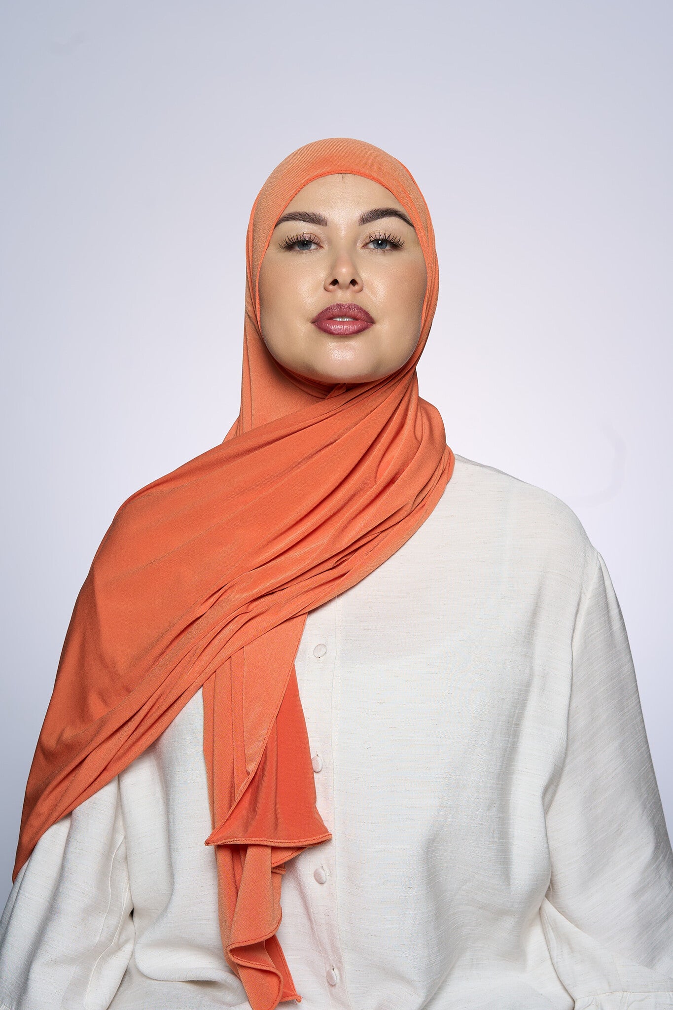 Premium Jersey Hijab Fin - Tangerine