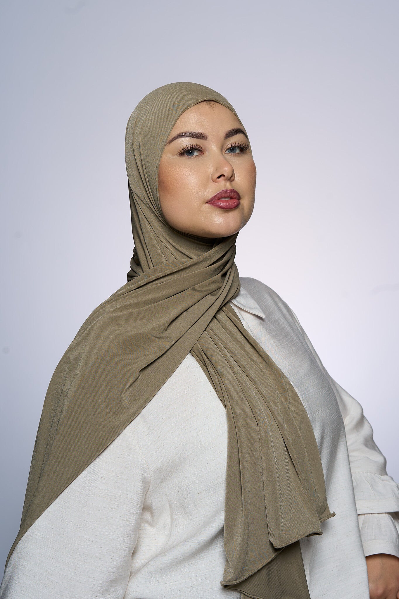 Premium Jersey Hijab Fin -  Oyster Green