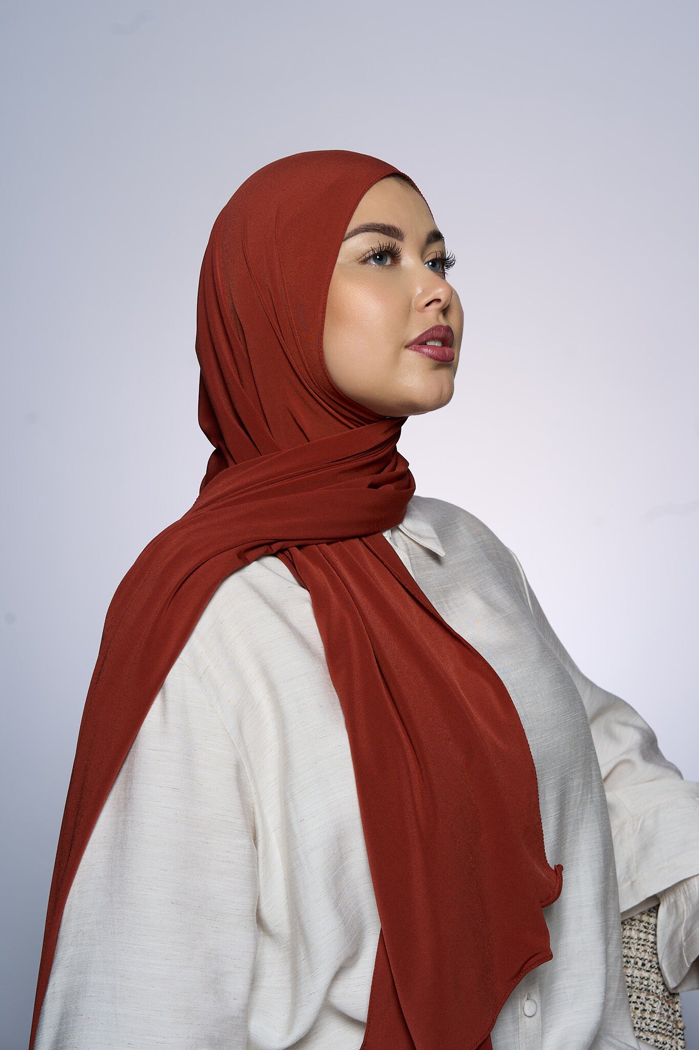 Premium Jersey Hijab Fin -  Grape Orange