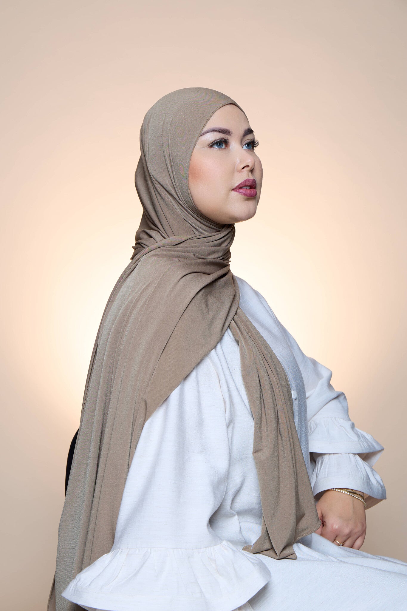 Premium Jersey Hijab Fin -  Light Oyster
