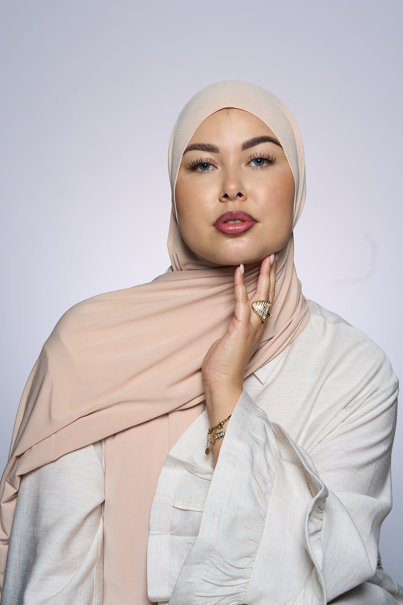 Premium Jersey Hijab Fin - Light Nany