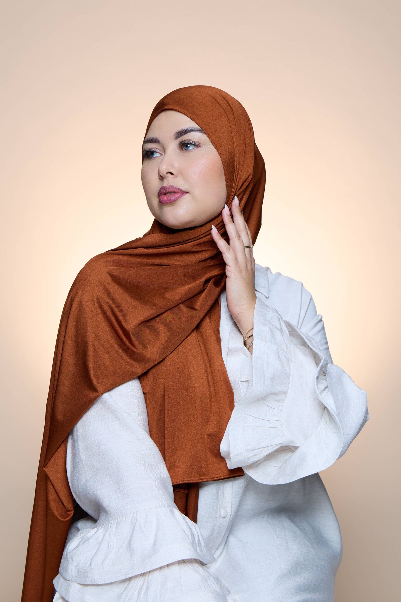 Hijab Premium Satin  Mae  Burnt Orange