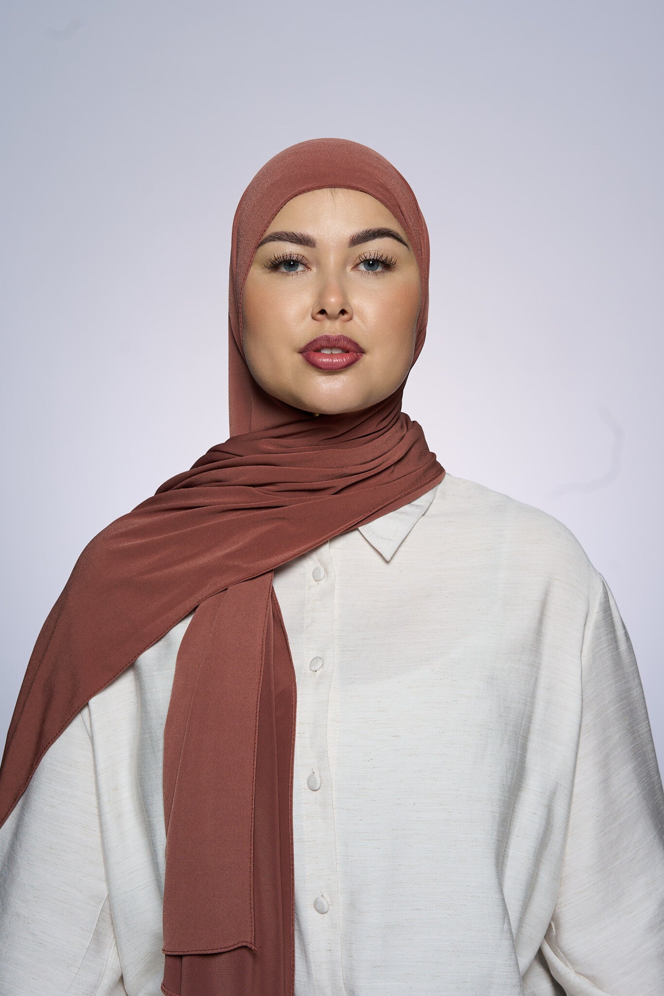 Premium Jersey Hijab Fin -   Caramel Brown