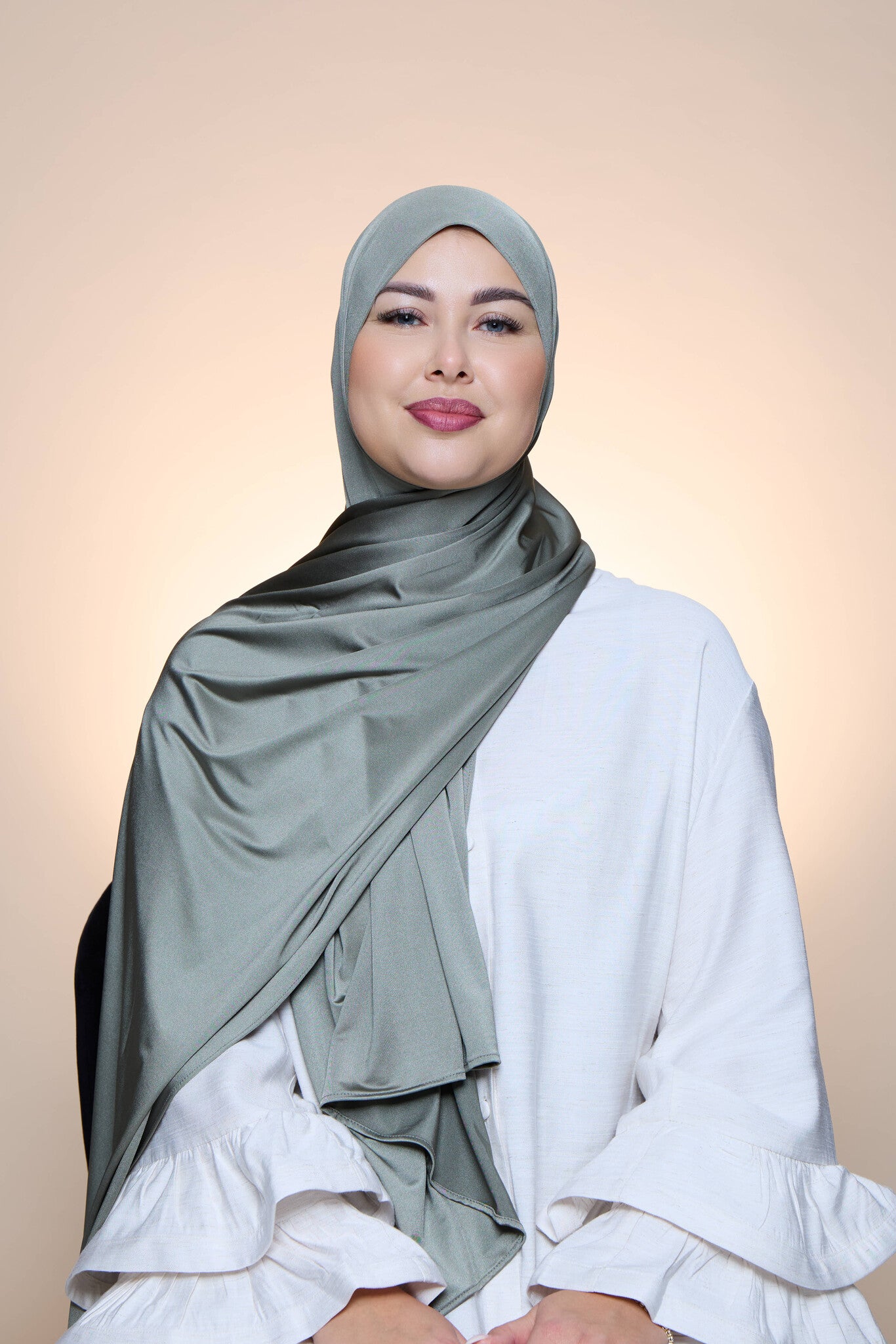 Hijab Premium Satin  Mae  Moss Green