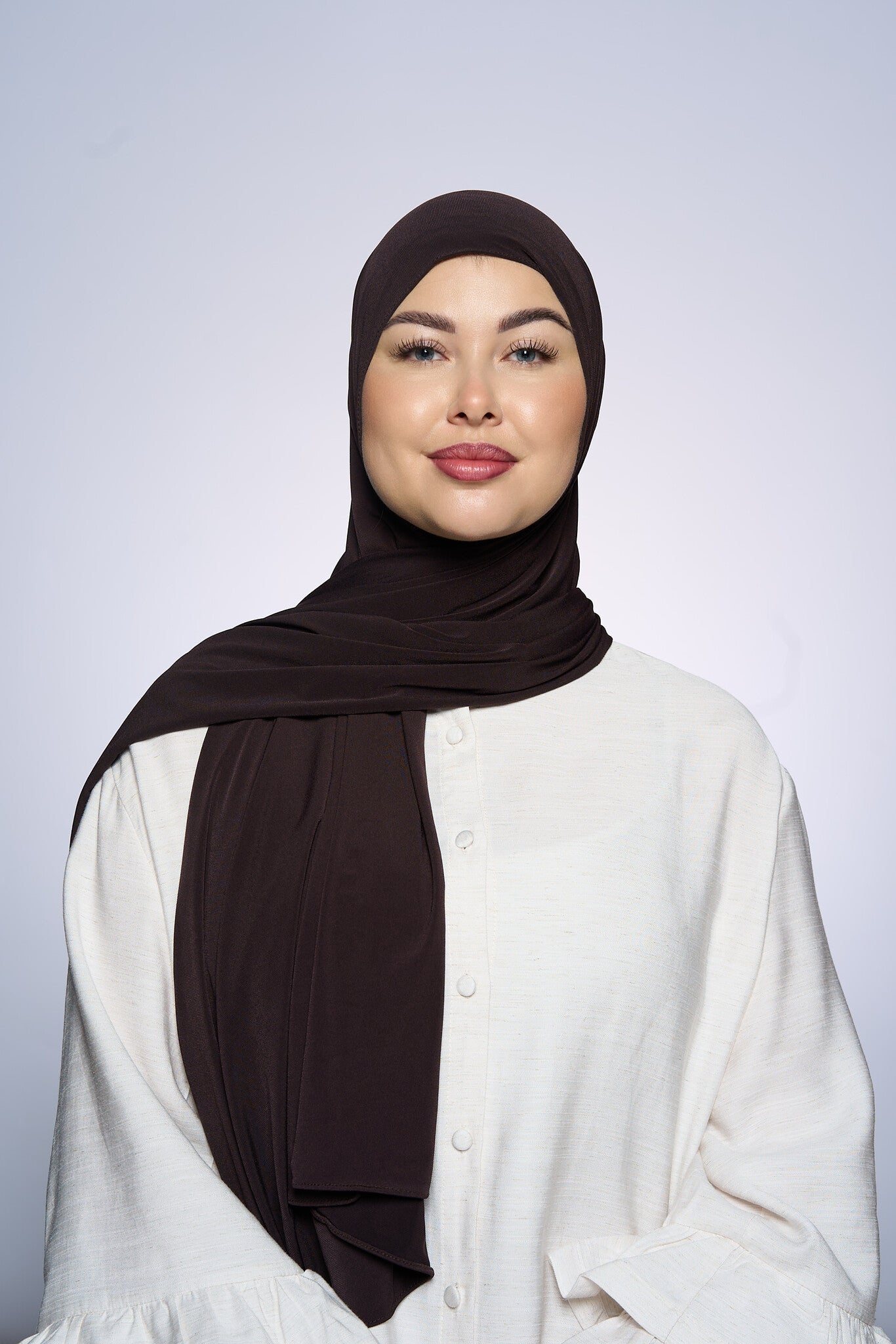 Premium Jersey Hijab Fin -   Coffee Brown