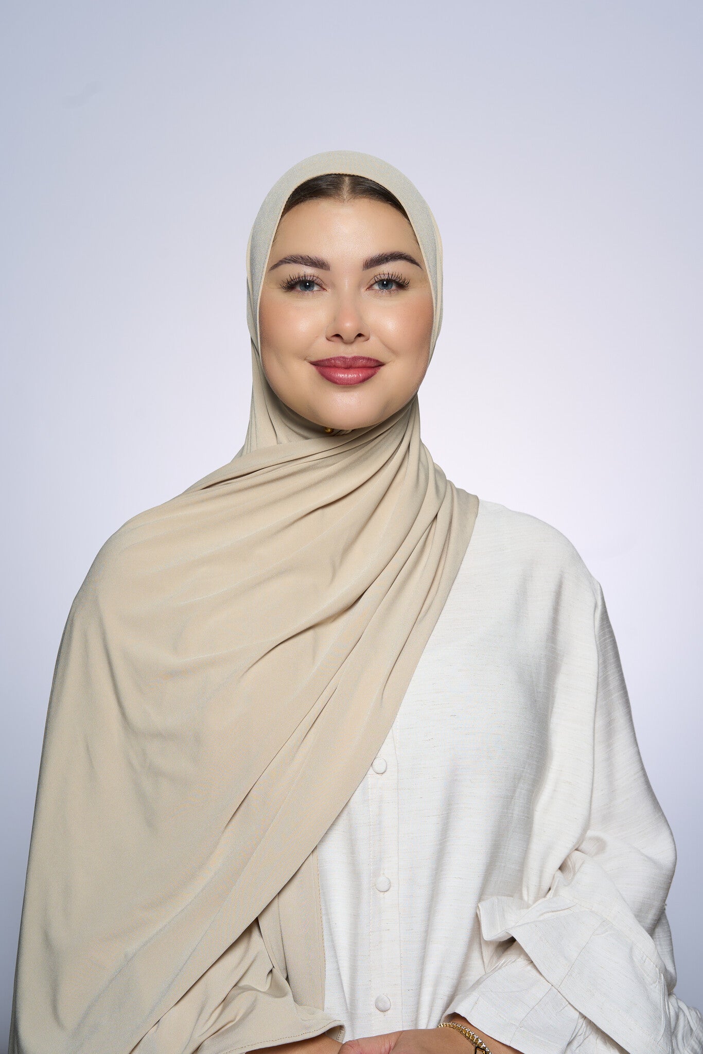 Premium Jersey Hijab Fin -  Ecru