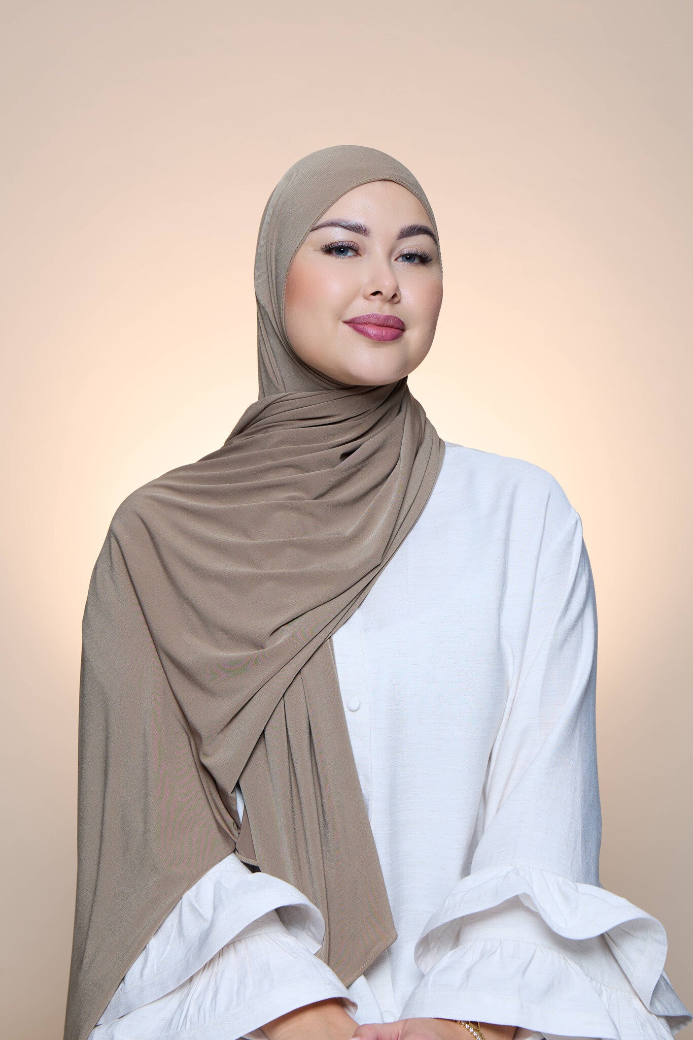 Premium Jersey Hijab Fin -  Light Oyster