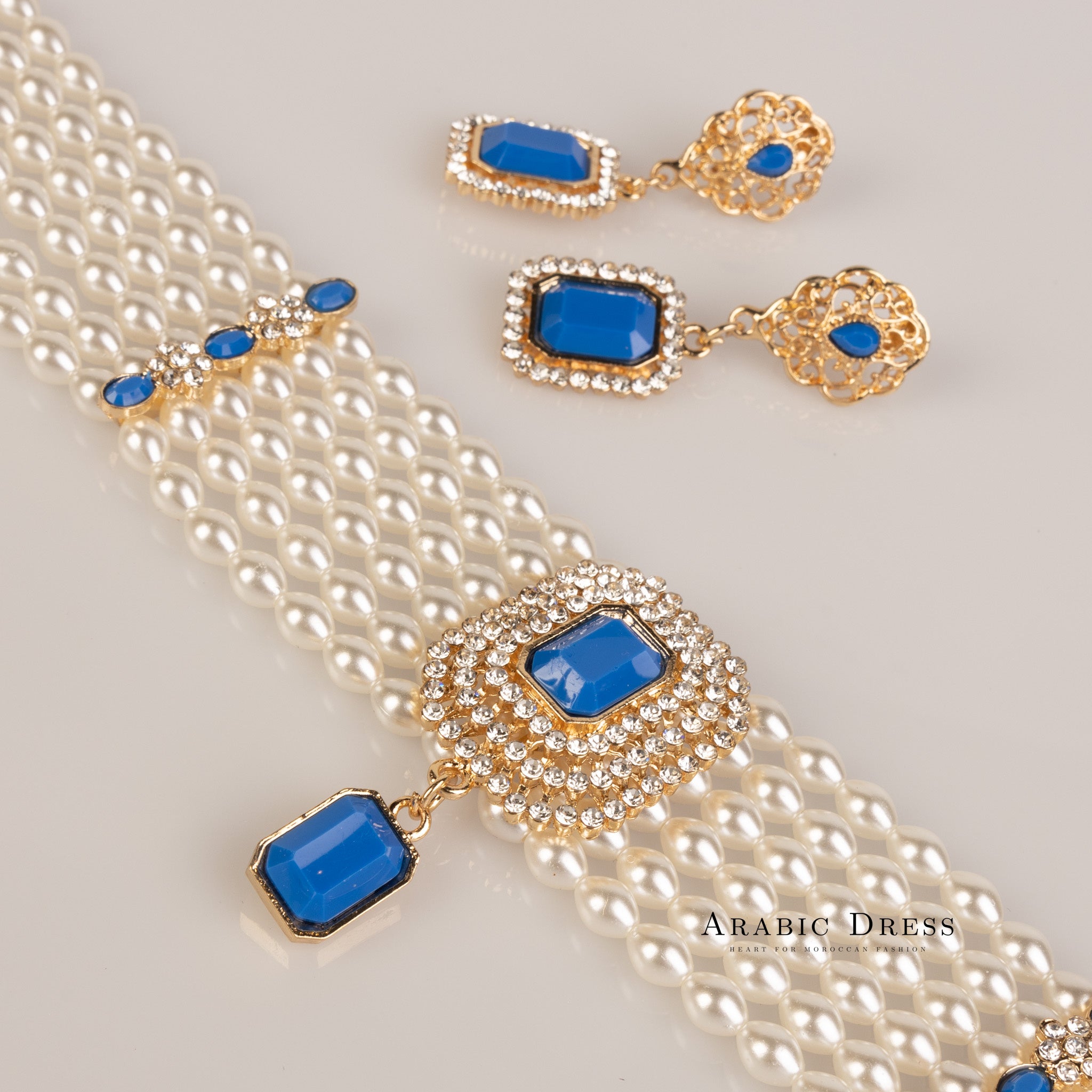 Nono pearl  blue necklace set