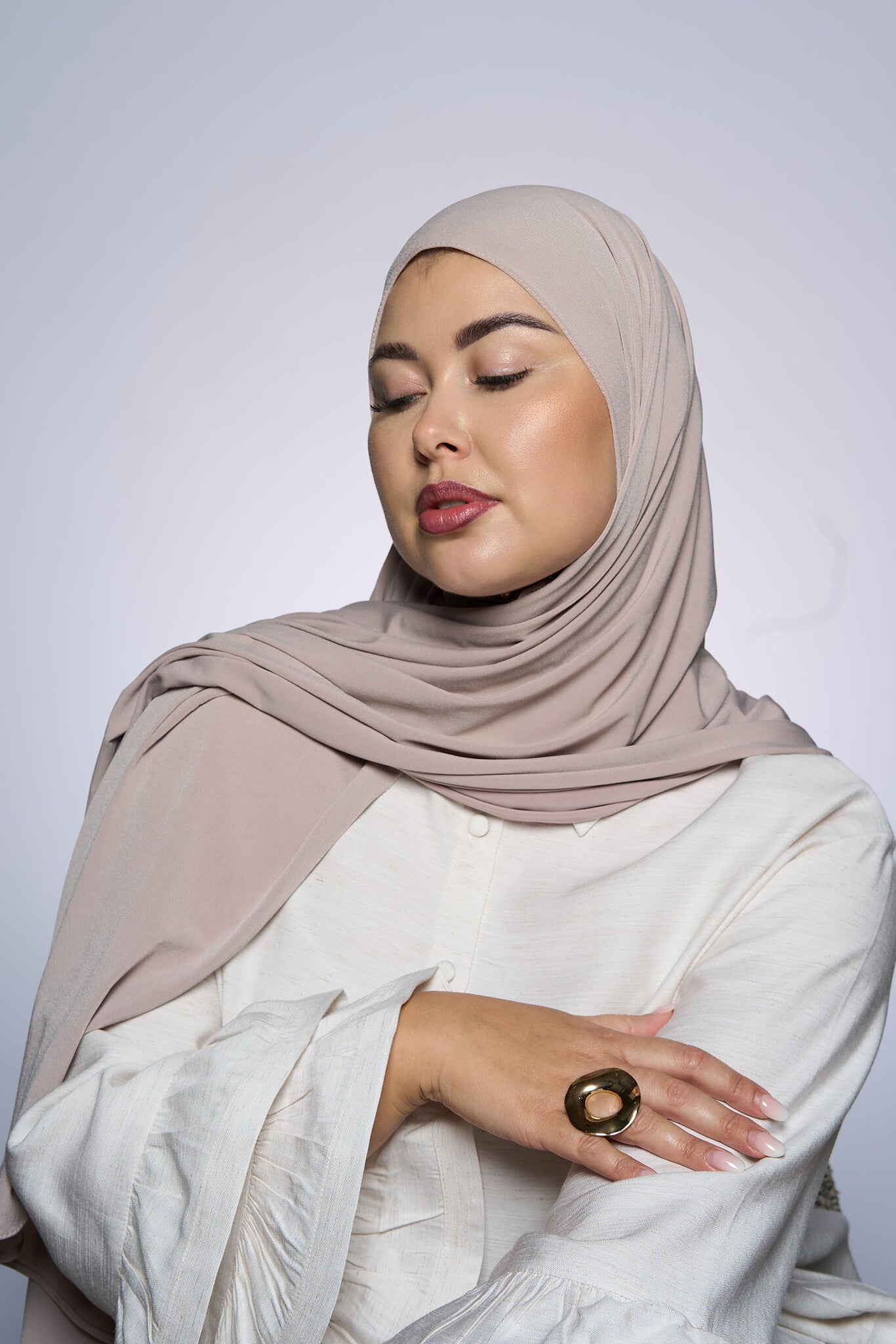 Premium Jersey Hijab Fin -  Light Peach